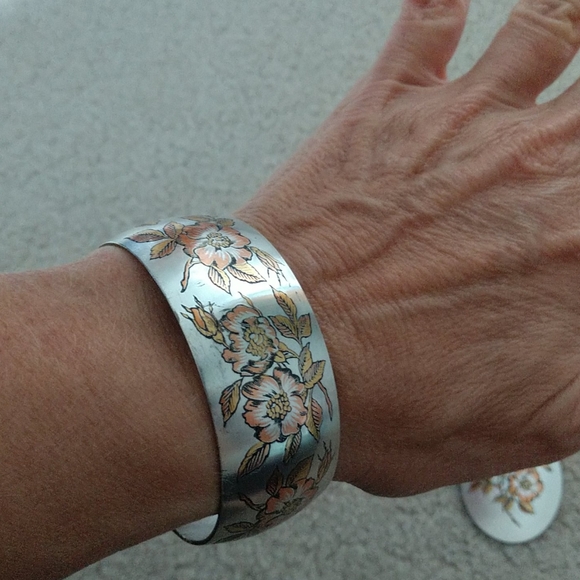 Reed and barton damascene cuff & pin/pendant - Picture 2 of 5